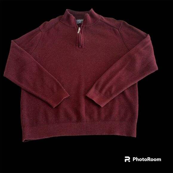 Tommy Bahama Sweater Mens Purple Pima Cotton Reversible Quarter Zip **Large** - Picture 1 of 7